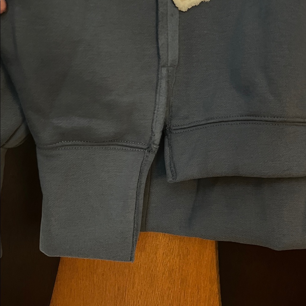 BiBi Marine Blue Chenille Love Crew Neck Sweatshirt w/Seam Detail & Front Slits - Picture 2 of 10